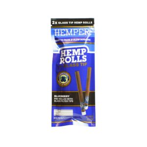 Hemper Hemp Rolls Blueberry + Glass Tips  King Size Pack x2