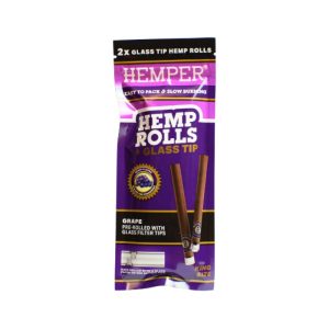 Hemper Hemp Rolls  Grape + Glass Tips King Size Pack x2