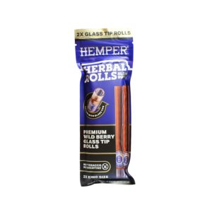 Hemper Herbal Rolls Wild  Berry + Glass Tips King Size Pack x2