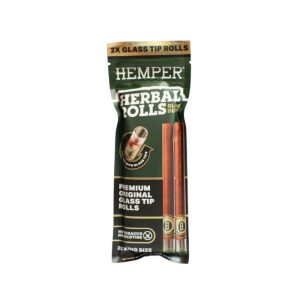 Hemper Herbal Rolls  Original  + Glass Tips  King Size  Pack x2