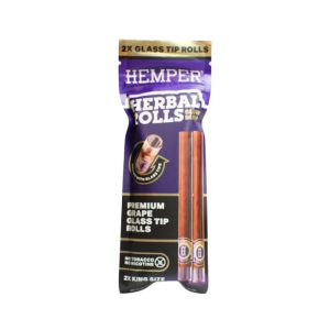 Hemper Herbal Rolls Grape + Glass Tips  King Size Pack x2
